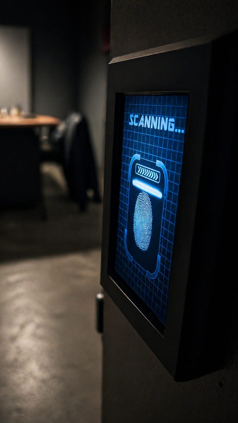 Scanner d'empreinte digitale à l'entrée – escape game Garde à Vue Caen